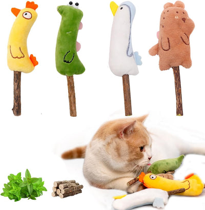 4-Piece Catnip Toys with Valerian Stick Catnip Toys with Various Cute Animal Styles