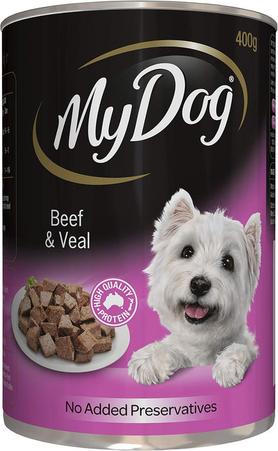Adult Small/Medium Breed Wet Dog Food Beef & Veals 400g Can, 24 Pack
