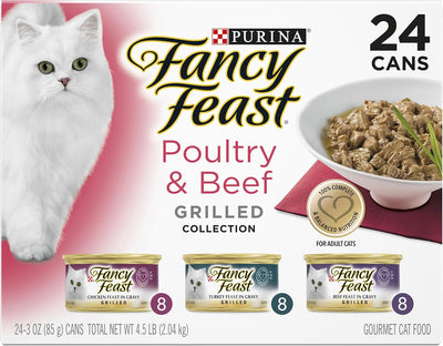 FANCY FEAST Adult Wet Cat Food Classic Poultry & Beef Grilled Collection 24x85g