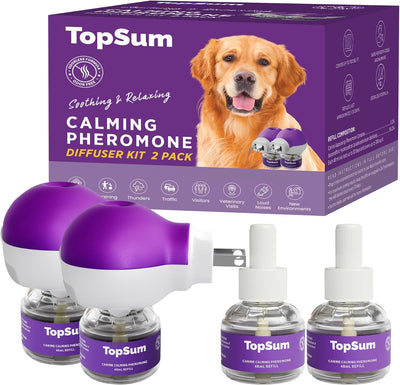 Pheromone Diffuser for Dogs: Premium Dog Calming Diffuser 2 Pack (Purple)