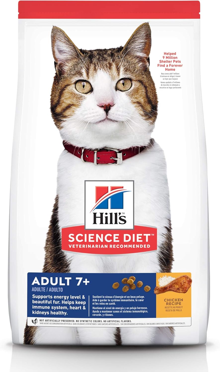 Hill's Science Diet Senior Adult 7+, Chicken Recipe, Dry Cat Food for Older Cats, 3kg Bag