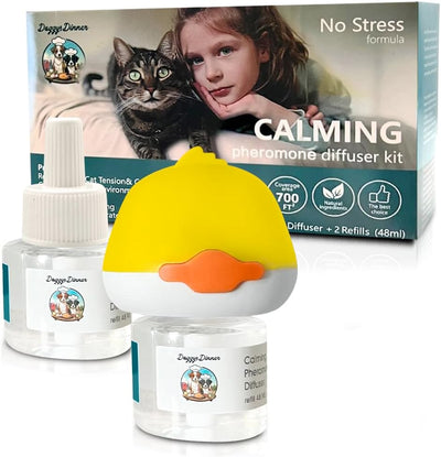 Cat Calming Diffuser for Stress Relief - Natural Cat Deterrent Spray to Reduce Stress, Spraying & Aggressive Behavior - 60 Day Supply