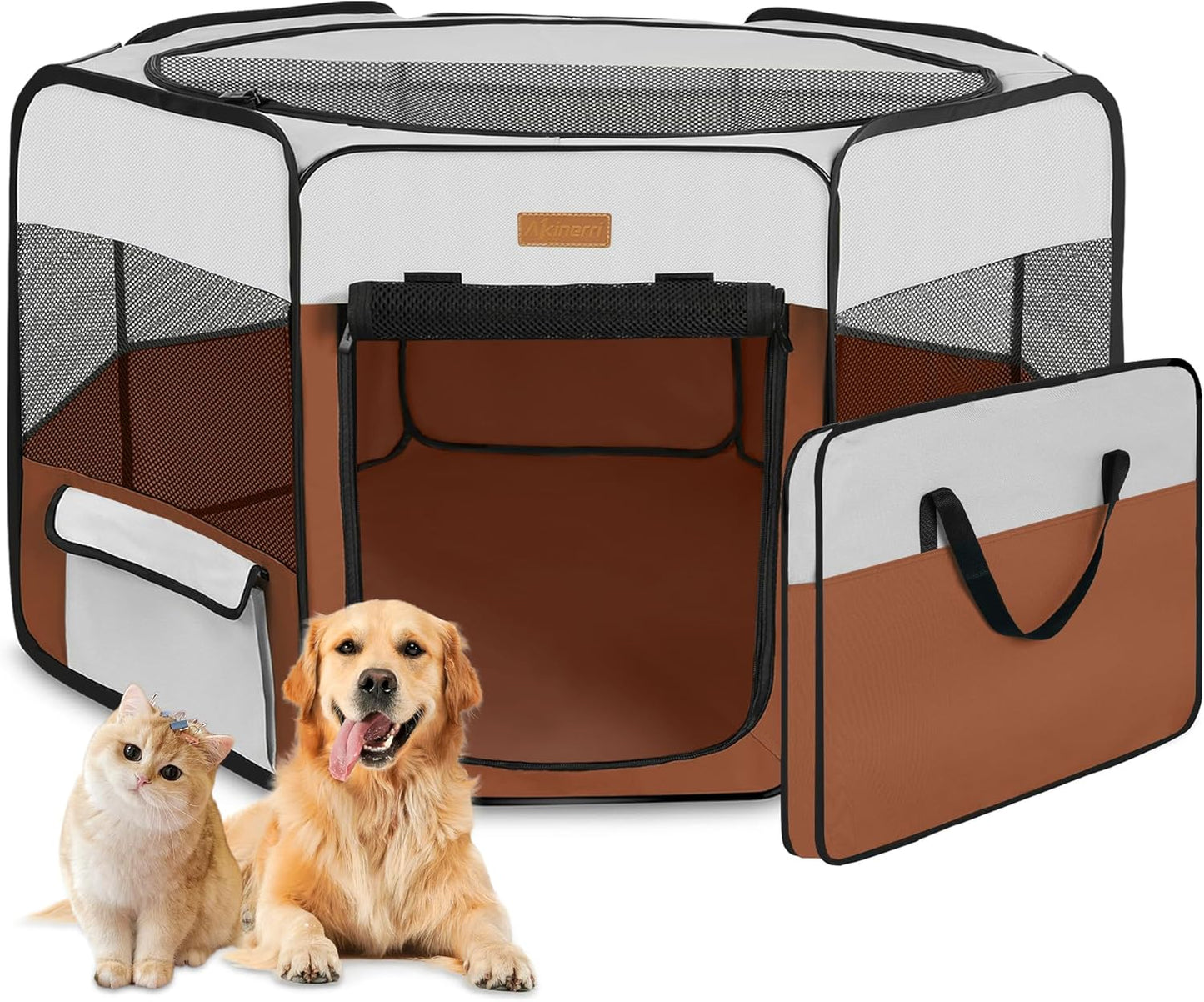 Dog Playpen, Portable Pet Play Pen for Cat, Puppies, Rabbits, Chickens, Foldable Large-Capacity