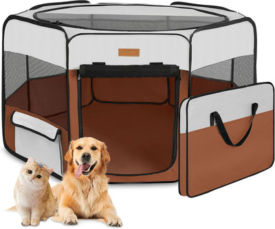 Dog Playpen, Portable Pet Play Pen for Cat, Puppies, Rabbits, Chickens, Foldable Large-Capacity