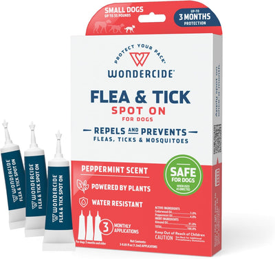 Wondercide - Flea & Tick Dog Spot On - Flea, Tick, and Mosquito Repellent- Small 3 Tubes of 0.05 oz