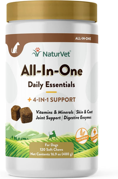 NaturVet All-in-One 4-IN-1 Support for Dogs, 120 ct Soft Chews, Made in USA