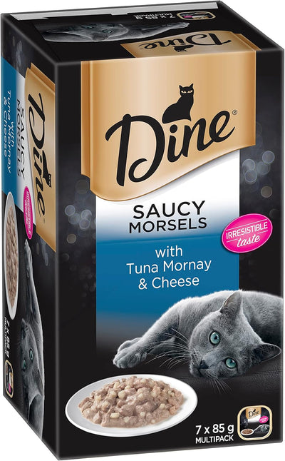 DINE Classic Collection Saucy Morsels with Tuna Mornay and Cheese, Wet Cat Food, 85g (Pack of 42)