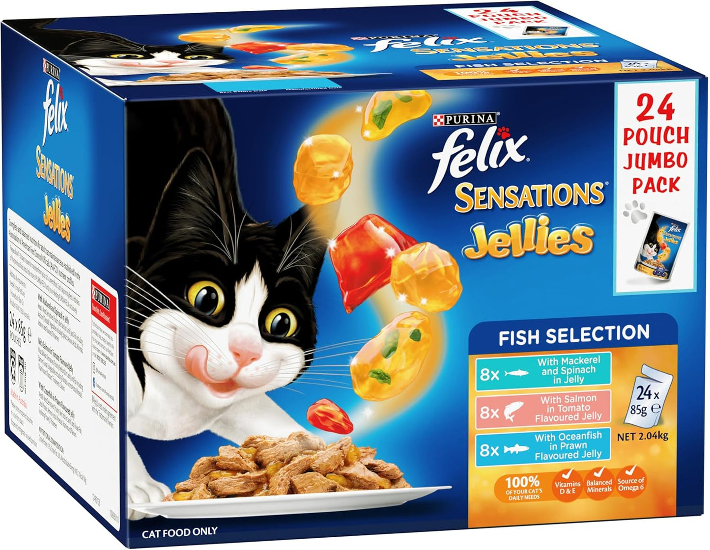 FELIX Adult Sensations Jellies Fish Selection Wet Cat Food 24x85g