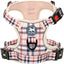 PoyPet No Pull Dog Harness, No Choke Reflective Oxford Outdoor Vest (Checkered Beige,S)