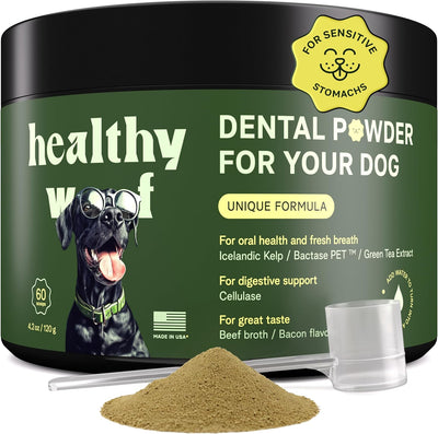 Dental Powder for Dogs - Complete Oral Care Bone Broth, Dog Teeth Cleaning Powder,60 Scoops