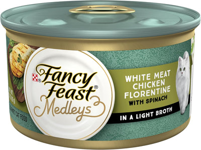 Fancy Feast Medleys Adult Wet Cat Food White Meat Chicken Florentine with Garden Greens in Sauce 24x85g