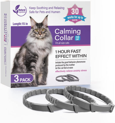 3 Pack Calming Collar for Cats and Kittens Pheromone Collar Efficient Relieve Reduce Anxiety