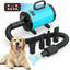 ADVWIN Dog Dryer, Pet Grooming Blow Dryer with LCD Display & Temperature Adjustable, 50-120m/s Adjustable Speed, 4 Different Nozzles, Blue
