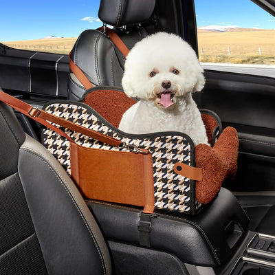 CAVOYO Dog Car Seat for Small Dogs, 2-in-1 Convertible Pet Carrier & Car Console Organizer, Waterproof Puppy Travel Seat with Safety Strap, Easy Clean for Cars, Trucks
