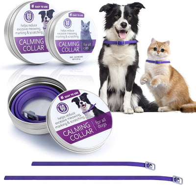 2Pcs Calming Collar for Dogs and Cats, Pheromone Calm Collars Relief Anxiety Stress Separation Lasts 60 Days