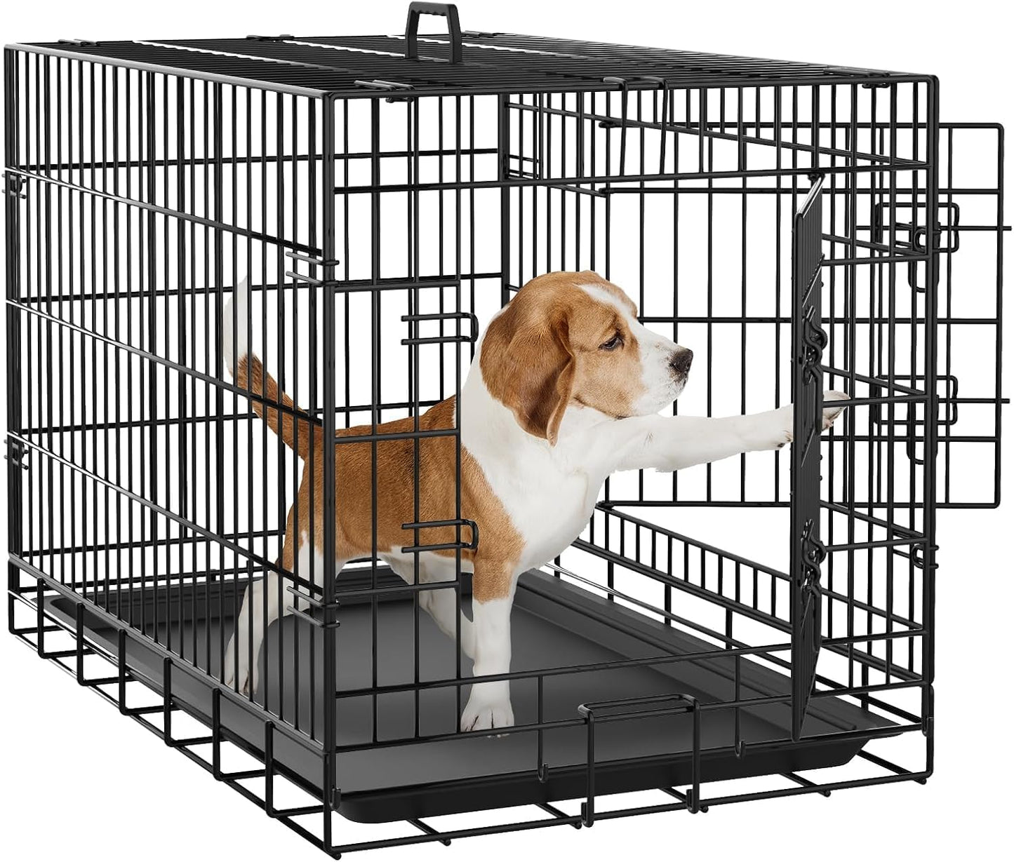 Advwin 24" Dog Cage Pet Crate Puppy Cat Foldable Metal Kennel 2 Doors with Removable Tray