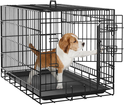 Advwin 24" Dog Cage Pet Crate Puppy Cat Foldable Metal Kennel 2 Doors with Removable Tray