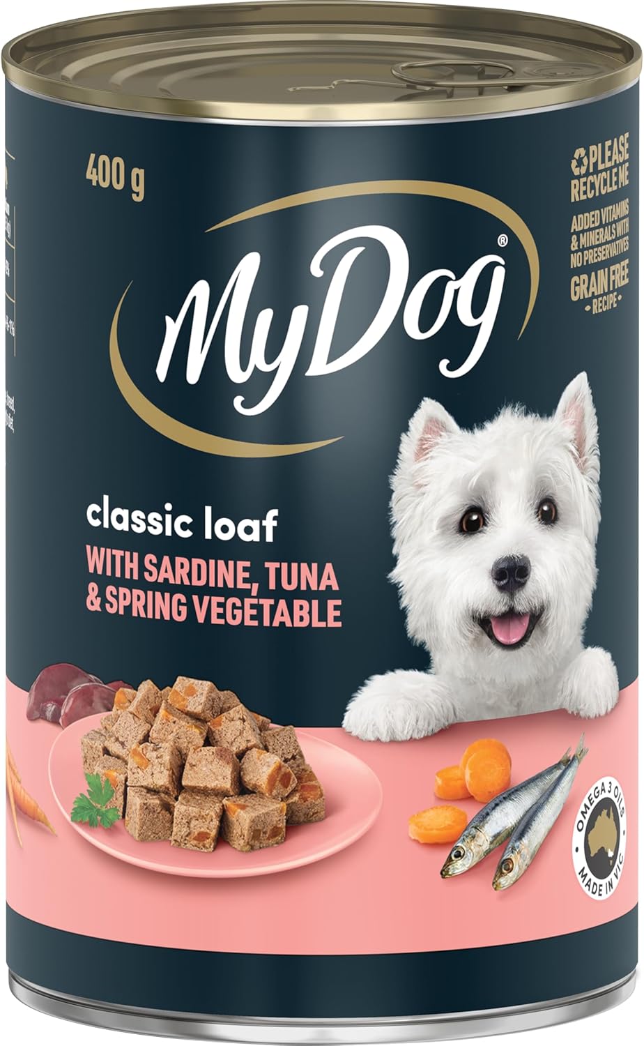Classic Loaf with Sardines, Tuna and Spring Vegetable Wet Dog Food 400g (Pack of 24)