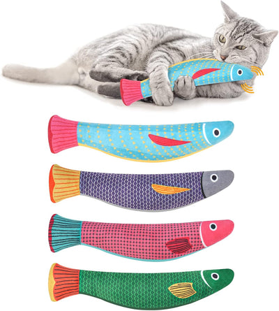 4Pcs Catnip Toy, Plush Cat Toys with Jingly Bell, Bite Resistant Chew Toys