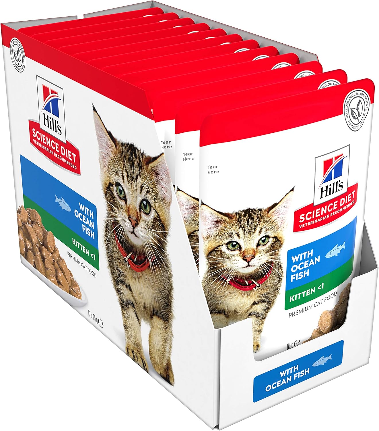 Hill's Science Diet Kitten Wet Cat Food, Ocean Fish, 85g, 12 Pack, Cat Food Pouches