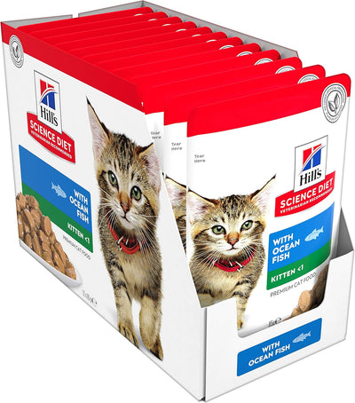 Hill's Science Diet Kitten Wet Cat Food, Ocean Fish, 85g, 12 Pack, Cat Food Pouches
