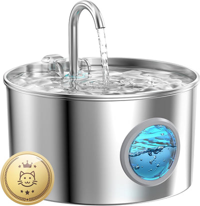 Cat Water Fountain Stainless Steel: 74oz/2.2L Cat Fountain for Drinking