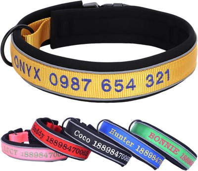 Adjustable Reflective Personalised Thick Dog Collar 1.6 Inch 4 CM Wide with Quick Release - Small Medium Large Dogs