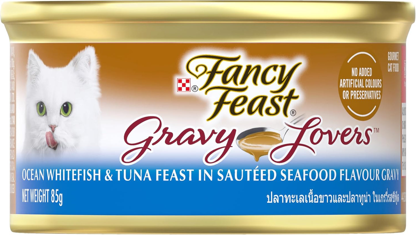 Fancy Feast Gravy Lovers Adult Wet Cat Food Sauteed Seafood in Gravy 24x85g