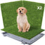 Dog Grass Pad with Tray: Reusable Training Pad with 2-Pack Replaceable Artificial Grass 22"x18" Grey
