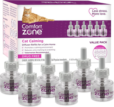 COMFORT ZONE 6 Pack Cat Calming Diffuser Refills; 30-day Refills