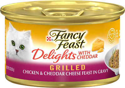 FANCY FEAST Delights With Cheddar Adult Wet Cat Food Grilled Chicken & Cheddar Cheese Feast in Gravy 24x85g
