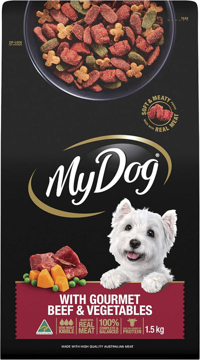Adult Dry Dog Food Gourmet Beef & Vegetables 1.5kg Bag, 4 Pack