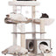 Heybly Wood Cat Tree for Indoor Cats, Cat Condo for Large Cats with Self Groomer