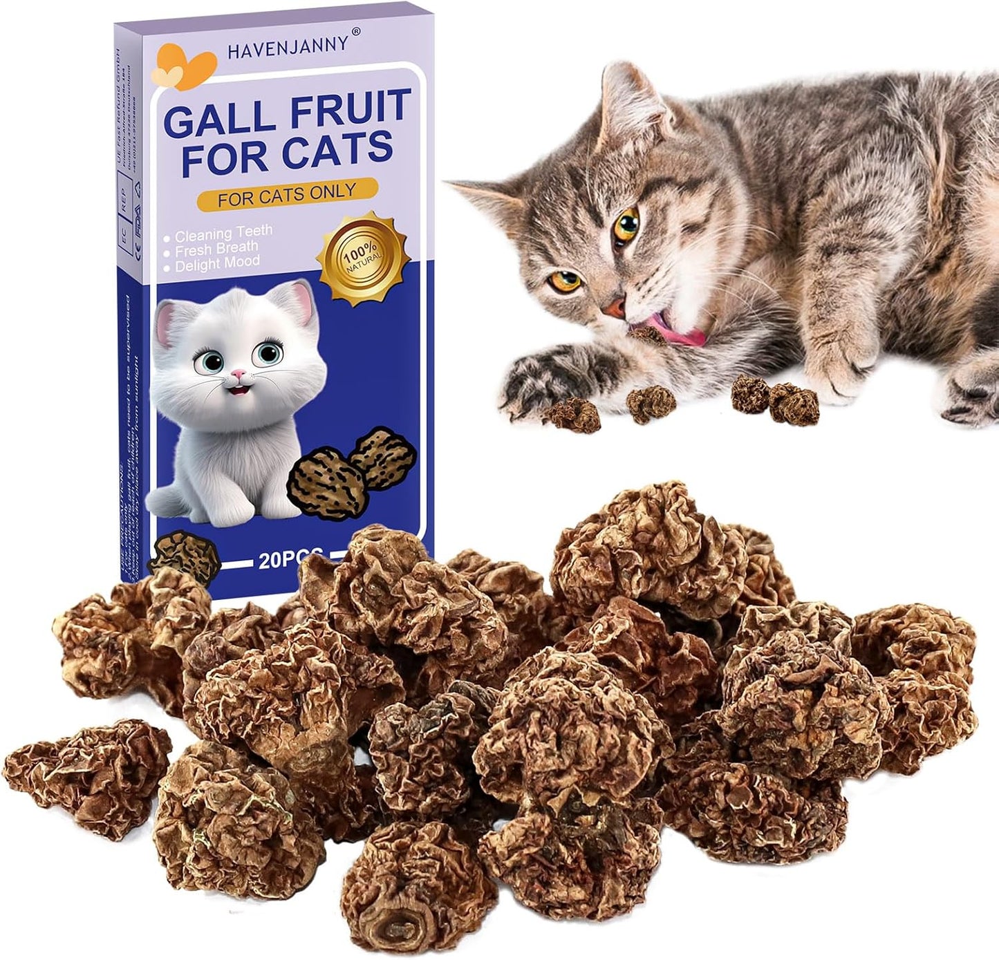 HavenJanny 20pcs Dried Silvervine Gall Fruit, Natural Silver Vine Cat Chew Toy