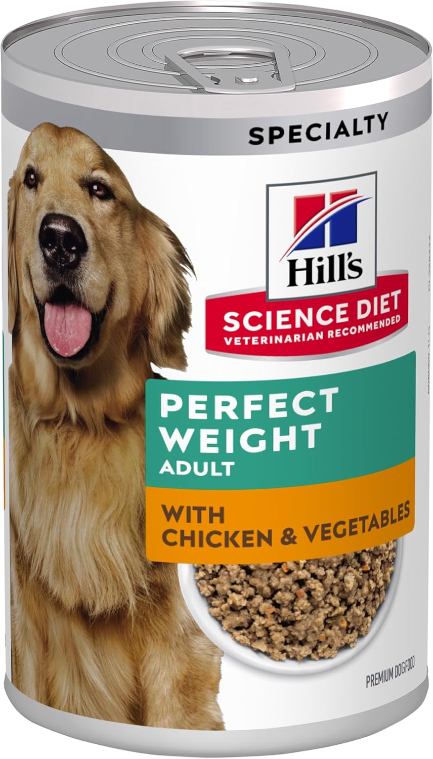 Hill's Science Diet Adult Perfect Weight with Chicken & Vegetables Wet Dog Food, 363g Cans, 12 Pack