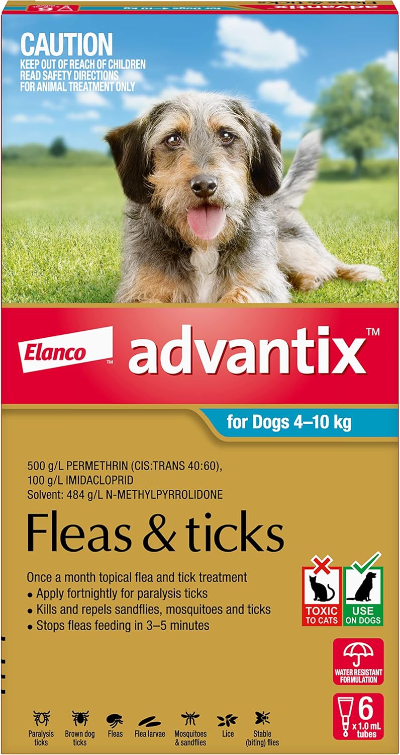 Advantix Flea, Tick & Biting Insect Control for Medium Dogs, Aqua, 6 Pack