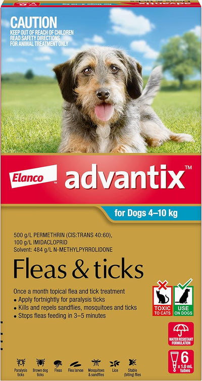 Advantix Flea, Tick & Biting Insect Control for Medium Dogs, Aqua, 6 Pack