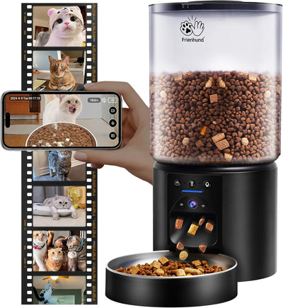 Frienhund Automatic Cat Feeder with 2K HD Camera: 5G WiFi Automatic Dog Feeder