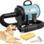 Mxmoonant 2400W 3.2HP Dog Dryer Pets Hair Dryer Stepless Speed Temp Adjustable High Velocity Dog Cat Hair Blower (Blue UK Plug)