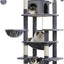 PAWZ Road Multi-Level Cat Tree 175cm With Super Large Hammock (50 * 40cm), Tall Cat Tower for Large Cats With Scratching Posts, Cat Condo and Top Perch Dark Grey