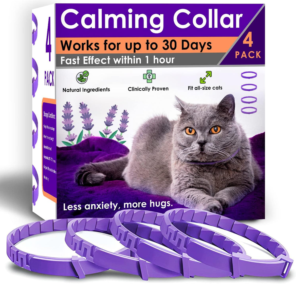 4 Pack Calming Collar for Cats – Pheromone Cat Calming Collar Cat Anxi ...