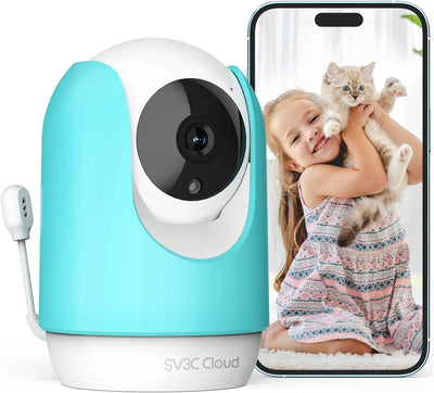 SV3C Indoor Security Camera 2K Pan/Tilt Wireless WiFi Pet Camera Temp & Humidity Cry Noise and Motion Detection, Two Way Audio 2.4G&5G Baby with Alexa