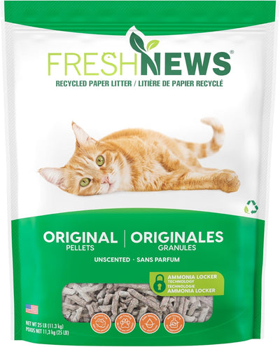 Fresh News Recycled Paper, Original Pellet Cat Litter, 25 Pound-USA made