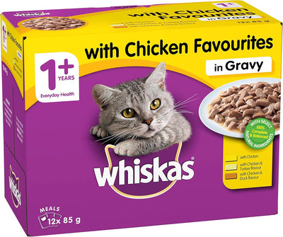 whiskas Favourites with Chicken Cat Wet Food 85 g (Pack of 60)