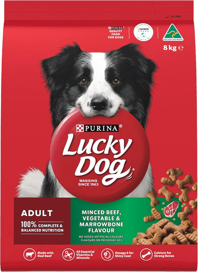 LUCKY DOG Adult Dry Dog Food Minced Beef Vegetable and Marrowbone 8kg