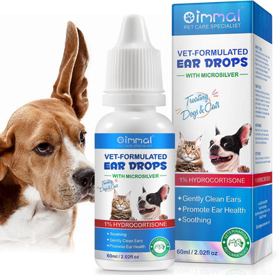 Dog Ear Infection Treatment, Natural Dog Ear Drops Liquid, Antiseptic Ear Cleaner for Dog & Cat, Dog Ear Care for Itchy Relief, Yeast Infection Treatment, Ear Mite Treatment for Dogs, 2.02fl.oz