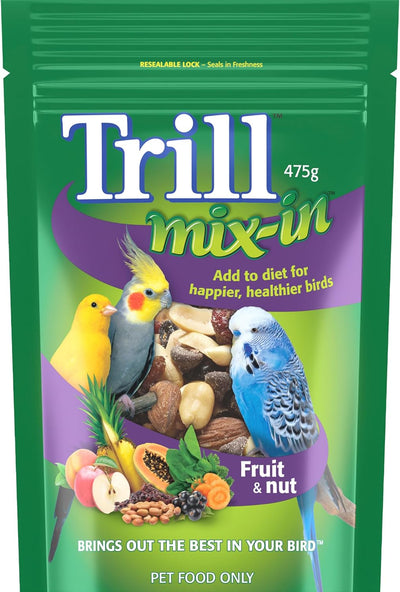 Trill Mix-In Fruit & Nut, 475g – Blend with Bird Food for Extra Nutrition