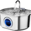 Cat Water Fountain Stainless Steel: 108oz/3.2L Cat Fountain for Drinking - Water Level Window