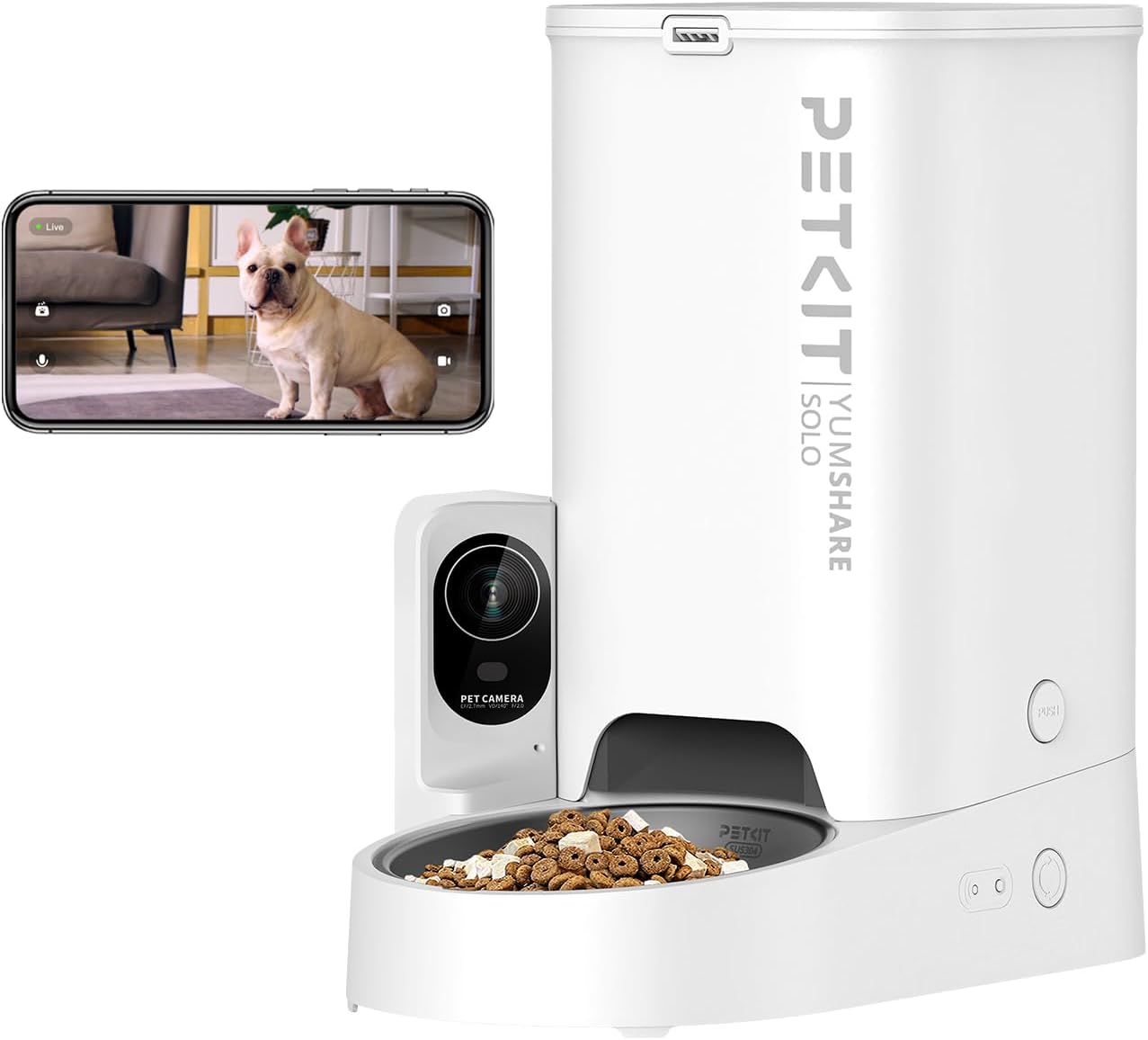 PETKIT Automatic Cat Feeder with Camera, 1080P HD Video with Night Vision, 2.4G WiFi Pet Feeder with Phone App Control, 2-Way Audio for Cats and Small Dogs, Portion Control Up to 10 Meals Per Day
