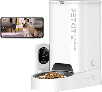 PETKIT Automatic Cat Feeder with Camera, 1080P HD Video with Night Vision, 2.4G WiFi Pet Feeder with Phone App Control, 2-Way Audio for Cats and Small Dogs, Portion Control Up to 10 Meals Per Day
